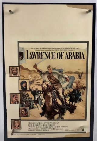 Lawrence Of Arabia Movie Poster (verygood) Window Card 1962 Alec Guinness Wc