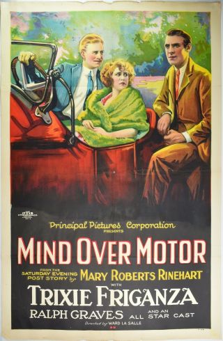 1923 Silent Comedy Film Poster Mind Over Motor - Cr - 37