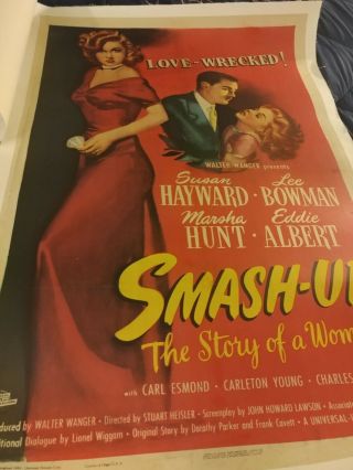 Smash Up The Story Of A Woman 1946 Poster Linen Backed