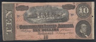1864 U.  S.  Confederate State 10 Dollars Bank Note