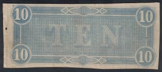 1864 U.  S.  CONFEDERATE STATE 10 DOLLARS BANK NOTE 2