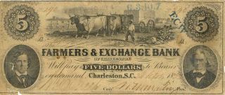South Carolina Farmers & Exchange Bank $2 Dollars Obsolete Currency 1853