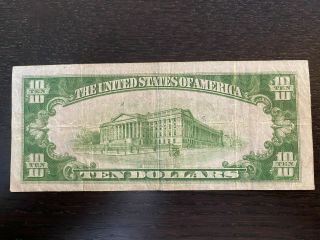 1934 $10 Dollar Federal Reserve Note Bill Currency - Green Seal 2