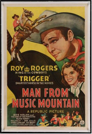 Man From Music Mountain Vintage Western Movie Poster Roy Rogers