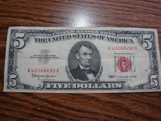 1963 $5.  00 Red Seal Full House Silver Certificate