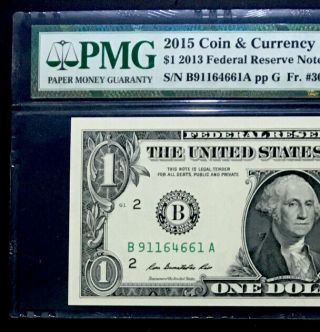 $1 2015 COIN & CURRENCY SET (note Only) - PMG 65 EPQ GEM UNCIRCULATED 2