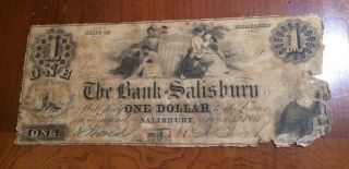 $1 1851 The Bank Of Salisbury Maryland