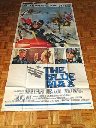 George Peppard,  Ursula Andress,  James Mason The Blue Max 1966 Fox Three Sheet