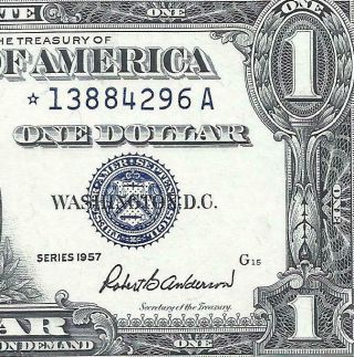 1957 $1 Blue Seal Star Silver Certificate Unc Old Us Paper Money Currency