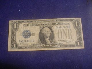 1928b One Dollar Blue Seal Silver Certificate Funny Back Note Vf