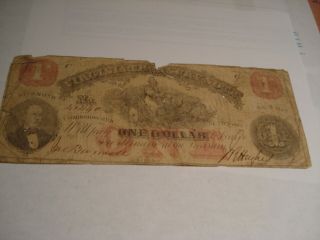 Vintage 1862 $1.  00 Virginia Treasury Note & $1 Portsmouth City Note 1862