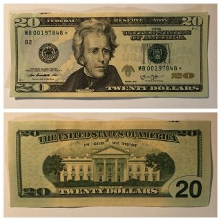 2013 $20 Dollar Bill Star Note Low Serial Mb 00197848
