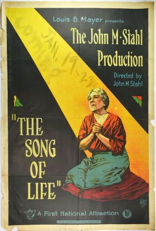 1922 Silent Drama Film Poster The Song Of Life - Cr - 49b