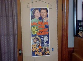 Judy Garland/mickey Roonie Movie Poster Insert " Life Begins For Andy Hardy