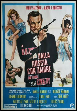 From Russia With Love Movie Poster 39x55 " 2sh Italian Connery Bond 007