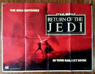 Star Wars: Return Of The Jedi Advance Teaser Poster Uk Quad 1982 30x40