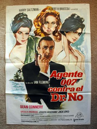 Vintage 1974 James Bond 007 - Dr No - Movie Poster 1sh Film Art