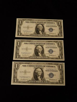 Set Of 3 - 1935e $1 Silver Certificates.  3 Consecutive Ch/gems.  9