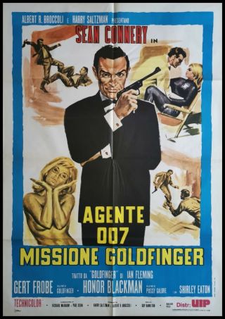 James Bond Goldfinger Movie Poster 39x55 " 2sh Italian Sean Connery 007