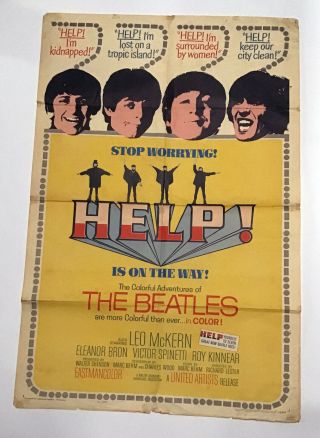 1965 The Beatles Help One Sheet Movie Poster United Artists John Paul
