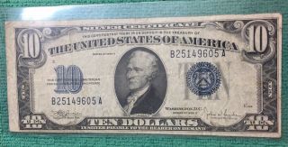 United States $10 Ten Dollars Silver Certificate Series Of 1934 C Blue Seal