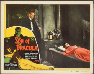 Son Of Dracula Lobby Card 2 Lon Chaney W/louise Allbritton.  Universal Horror