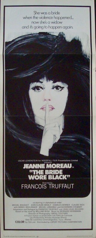 Bride Wore Black La Mariee Etait En Noir Insert Movie Poster 14x36 Truffaut