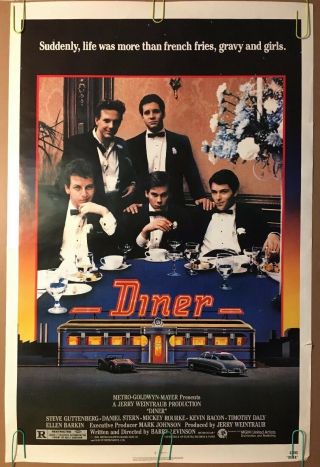 Vintage Poster 1982 Diner Movie Promo Pin - Up 80s Film Mgm Studios Ad