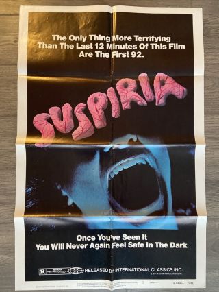 Suspiria 1977 One Sheet Authentic Movie Poster Classic Argento 27x41 En