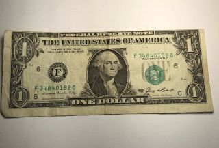 1985 One Dollar Bill “ Miscut Error” “misallianed Error” Ungraded Not Certified