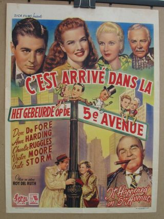 It Happened On 5th Avenue (1947) Belgian Poster,  Victor Moore,  Ruggles