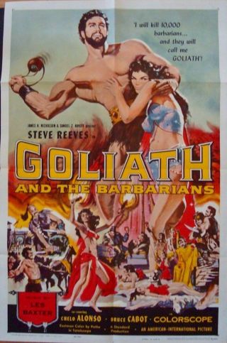 Goliath And The Barbarians One Sheet Movie Poster 27x41 Steve Reeves Peplum 1959