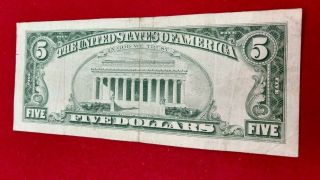 1963 $5 STAR Red Seal United States Note Bill Low Serial Number Circulated 2