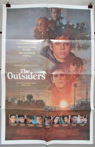 The Outsiders 1983 Orig Us One - Sheet Nm Swayze Dillon Cruise