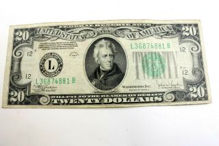 One United States 1934c Twenty Dollar Federal Reserve Note San Francisco Fine
