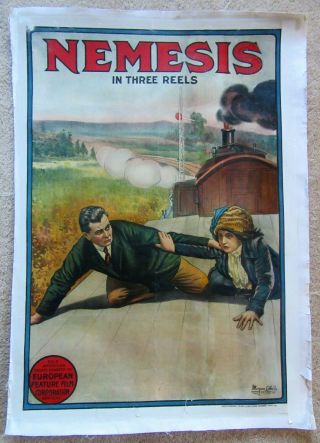 Nemesis 1914 1sht Movie Poster Linen Helen Holmes Good