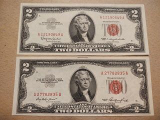 1953,  1963 U.  S.  2 Dollar Crisp Uncirculated Notes