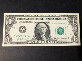1969 B $1 Dollar Low Serial Number - A 00004614 A