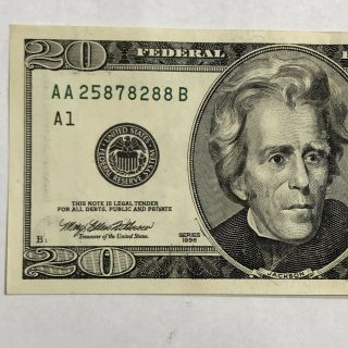 1996 Twenty $20 Dollar Us Federal Reserve Note Four 8 