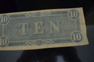 The Civil War Confederate States $10 Note,  Ten Dollar Bill,  CSA 1864 VF 3