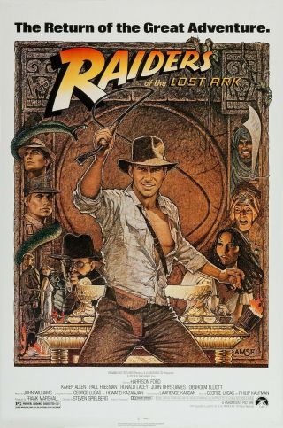 Raiders Of The Lost Ark (1981) Movie Poster R.  1982,  Ss,  Nm/m,  Rolled