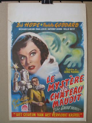 The Ghost Breakers (1940) Belgian Poster,  Bob Hope,  Paulette Goddard
