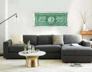 Large Poster $5 Silver Dollars Reverse Note 16 " X40 " Printed On Canvas
