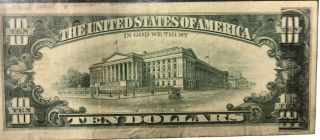 1974 10$ Bill Error ’partial Overprint - Reverse