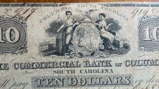 1850 Commercial Bank Of Columbia $10 Ten Dollar Banknote C56