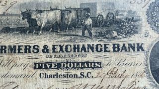 Farmers And Exchange Bank 1856 Five Dollars $5 Banknote C42