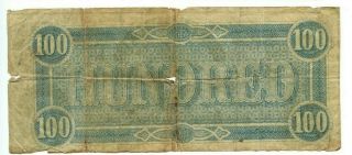 Confederate States Of America $100 Bill Feb 17th 1864 Richmond Currency Note 2