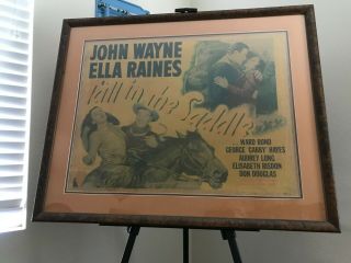 John Wayne & Ella Raines " Tall In The Saddle " Vintage Western Movie Poster