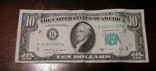 1988 $10 Dollar Bill Series A Federal Reserve Of York B25935517a