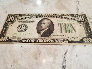 1934 A $10 Dollar Federal Reserve Note Chicago Bill Currency 2